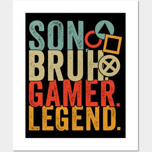 Son Brother Video Gamer Legend Gaming Men Boys Kids Teens Posters and Art